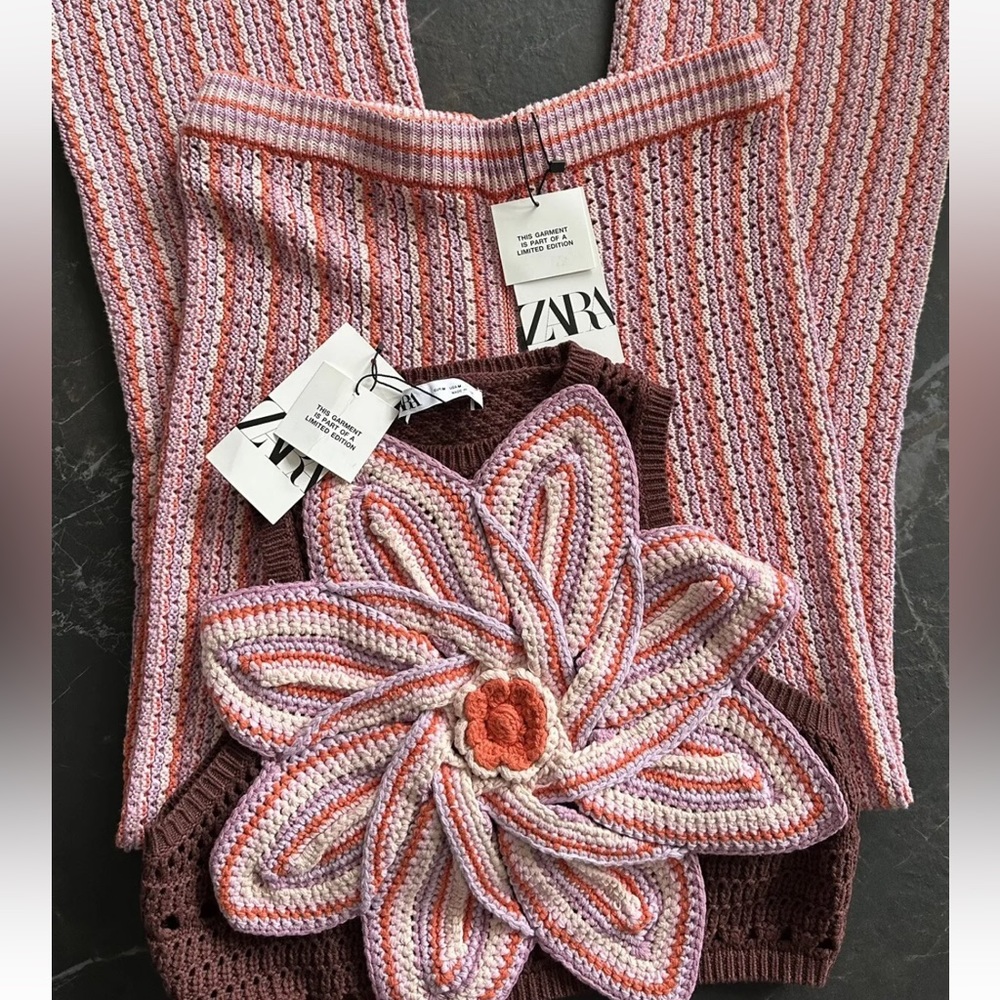Zara 2pc Knit Set Crop top and Wide leg Pants NWOT Bloggers Favorite - Picture 11 of 11
